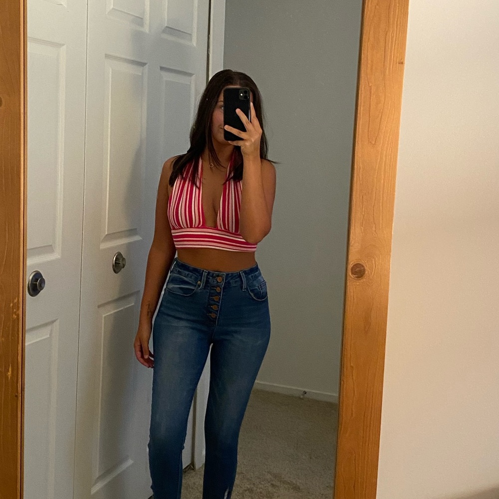 SHEIN cropped tie back top